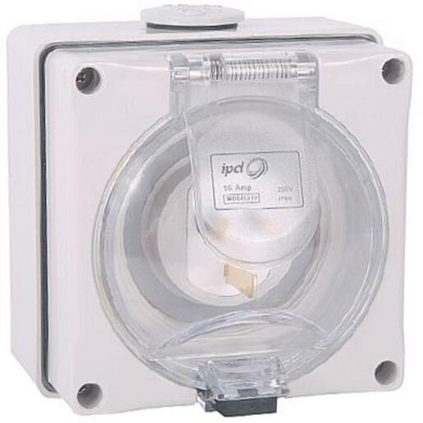 Appliance Inlet Single Phase 10A 3 Pin Flat Grey IP66, Ideal Electrical Catalogue Switches Plugs Sockets Plugs Sockets Domestic Inlets - Construction Supplies Australia