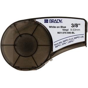BMP21 LABELS B595 3/8" X 21' WHITE ON BLUE