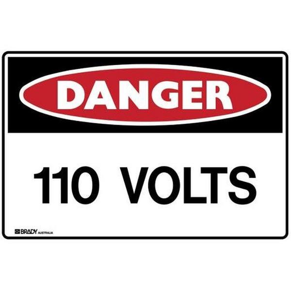 110 Volts 250X180 Stainless Steel, Ideal Electrical Catalogue Hardware Warning Signing Plate Warning Sign And Labels - Construction Supplies Australia