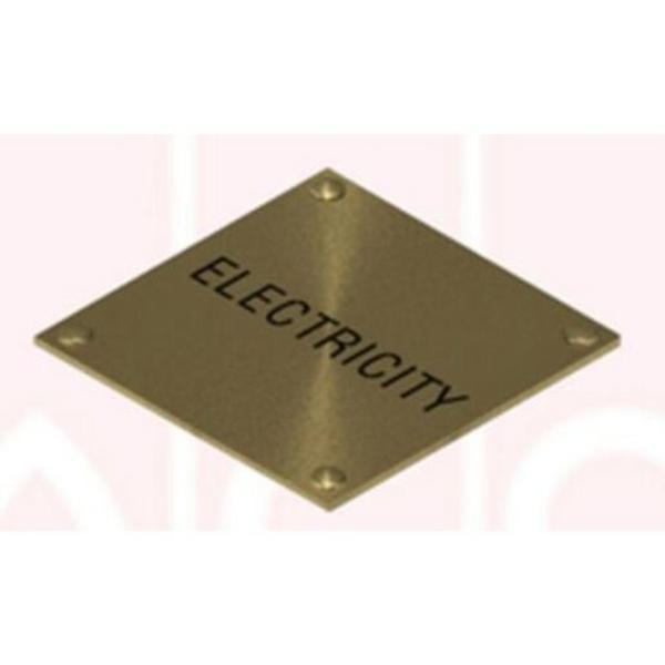 Pit Lid Brass Plate - Electricity, Ideal Electrical Catalogue Hardware Warning Signing Plate Warning Sign And Labels - Construction Supplies Australia