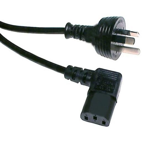 POWER CORD 10A RIGHT ANGLE IEC-C13 2M BLACK, Ideal Electrical Catalogue Electrical Appliances Power Leads Power Cord - Construction Supplies Australia