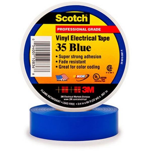 Tape 35 Blue Colour Coding 19mm X 20M, Ideal Electrical Catalogue Hardware Tape Adhesive Tape - Construction Supplies Australia