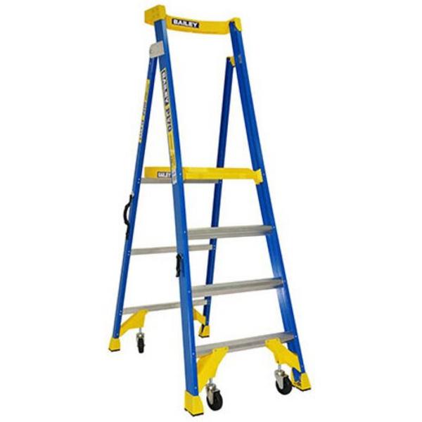 P170 4 Step Fibreglass Job Station, Ideal Electrical Catalogue Tools Instrumentation Ladder Scaffold Stepladder - Construction Supplies Australia