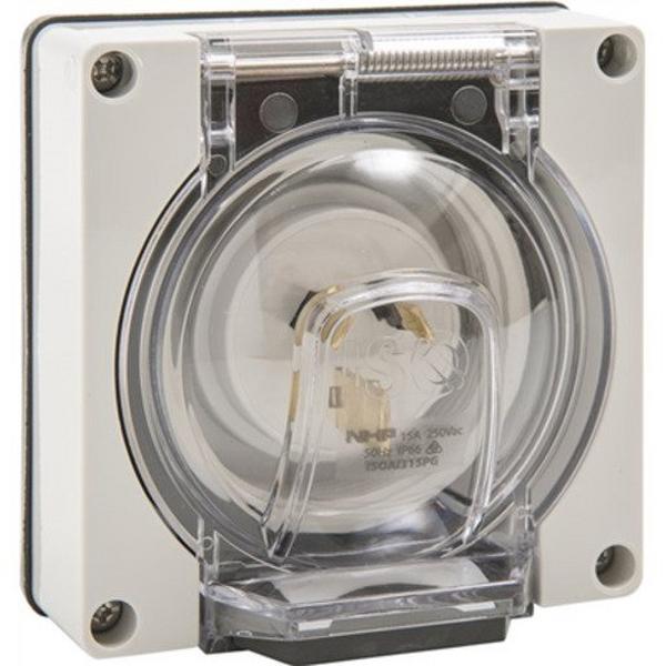 Appliance Inlet 3 Flat Pins 15A 250V Grey Less Back Box, Ideal Electrical Catalogue Switches Plugs Sockets Plugs Sockets Domestic Inlets - Construction Supplies Australia