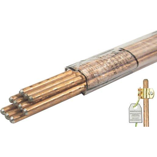 Earth Rod Stake - Copper Clad 13mm Diameter X 1400mm Long With Clip + Tag