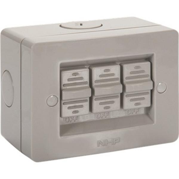 Surface Switch IP66 3 Gang 1 Pole 2 Way 16A M80 250V AC Large, Ideal Electrical Catalogue Industrial Switch Isolator - Construction Supplies Australia