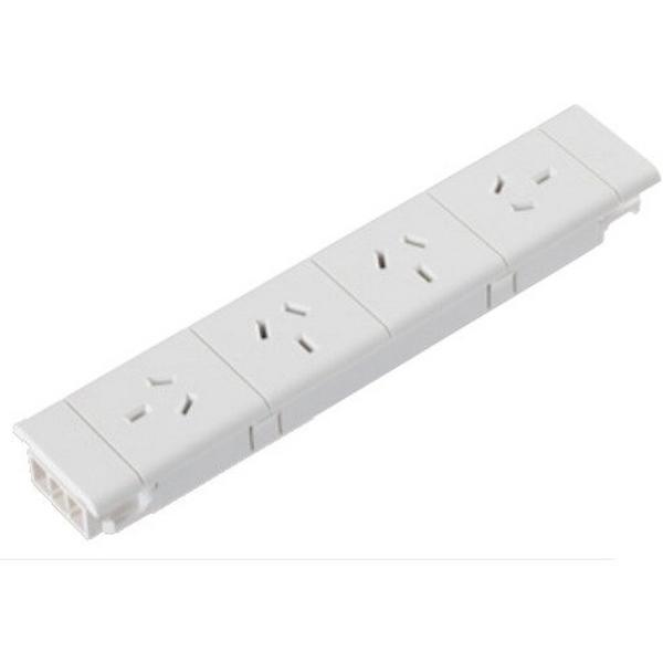 Quad Auto Switched Power Module White With 2 Rotated Outlets, Ideal Electrical Catalogue Switches Plugs Sockets Softwire Patch Cord For Plug In Building Installation - Construction Supplies Australia
