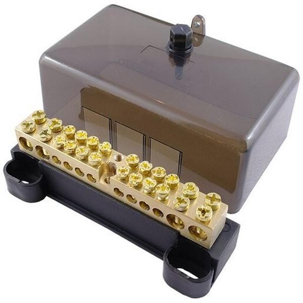 Ln12 Link Neutral Brass 110A500V AC Black 12 Hole, Ideal Electrical Catalogue Power Distribution Busbar Busbar - Construction Supplies Australia