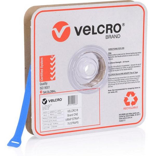 ONE-WRAP STRAPS ROYAL BLUE 25MM X 300 MM [75] ROLL, Ideal Electrical Catalogue Hardware Tape Hook And Loop Fastener - Construction Supplies Australia