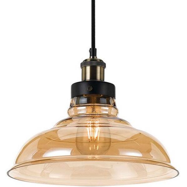 PENDANT E27 25WMAX H225MM D300MM BLACK/AMBER HERTEL, Ideal Electrical Catalogue Light Fittings Pendant Luminaire Pendant Luminaire - Construction Supplies Australia
