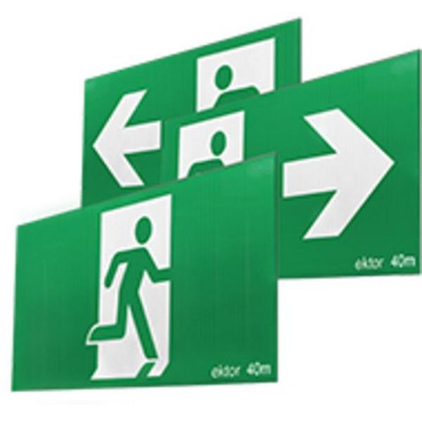 11290 Exit Light Decal 3Pack White Green Left Right Staight, Ideal Electrical Catalogue Light Fittings Emergency Exit Pictogram For Emergency Luminaire - Construction Supplies Australia