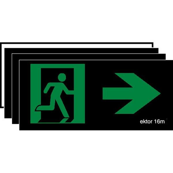 EXIT LIGHT DECAL 4PACK BLACK GREEN LEFT RIGHT STRAIGHT BLANK WHITE, Ideal Electrical Catalogue Light Fittings Emergency Exit Pictogram For Emergency Luminaire - Construction Supplies Australia
