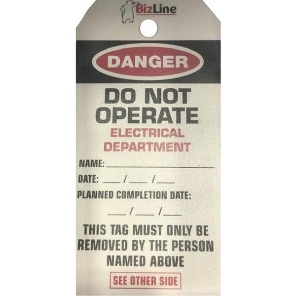 Lockout Tag Electrical Department (X5), Ideal Electrical Catalogue Hardware Warning Signing Plate Warning Sign And Labels - Construction Supplies Australia