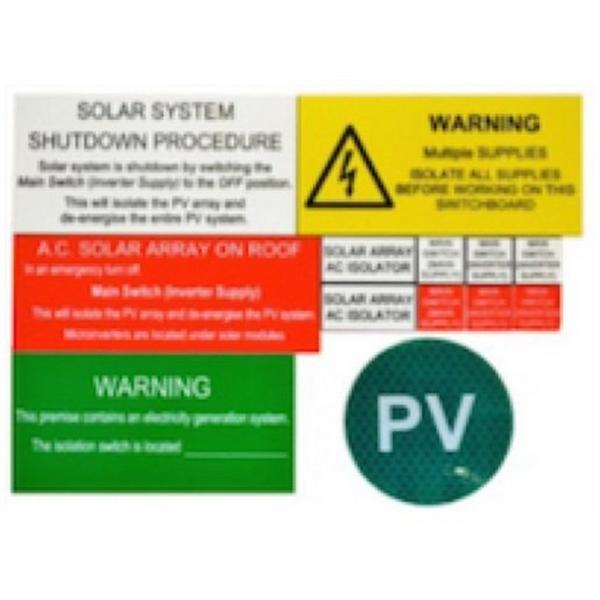 AC Solar Switchboard Label Kit, Ideal Electrical Catalogue Energy Management Solar Balance Of System Solar Balance Of System - Construction Supplies Australia