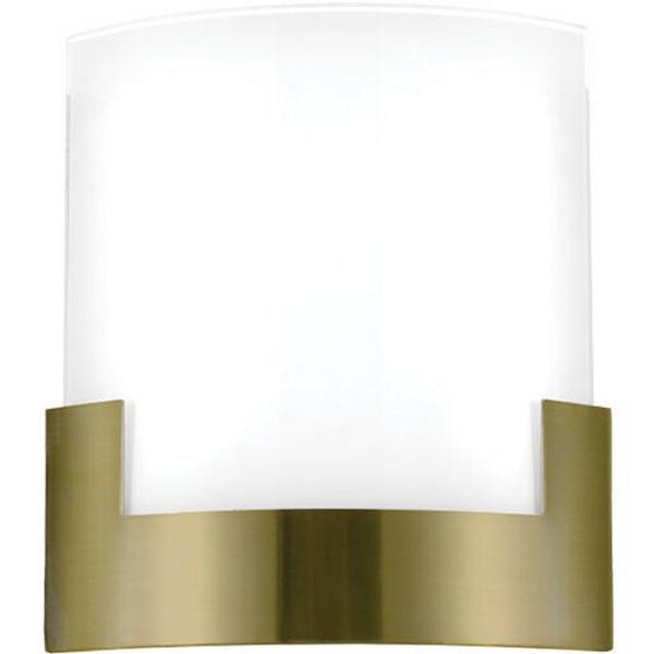 WALL LIGHT LED 12W TRI DIM 200X200X75MM BRASS/FRST SOLITA, Ideal Electrical Catalogue Light Fittings Ceiling Wall Lighting Ceiling Wall Luminaire - Construction Supplies Australia