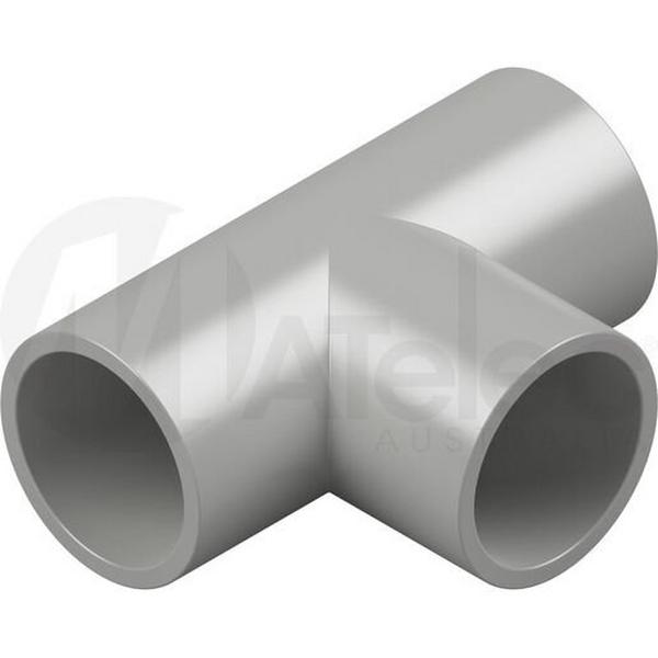 PVC - Straight Tee Grey 25mm PVC-05025, Ideal Electrical Catalogue Cable Management Conduit Rigid Tee - Construction Supplies Australia