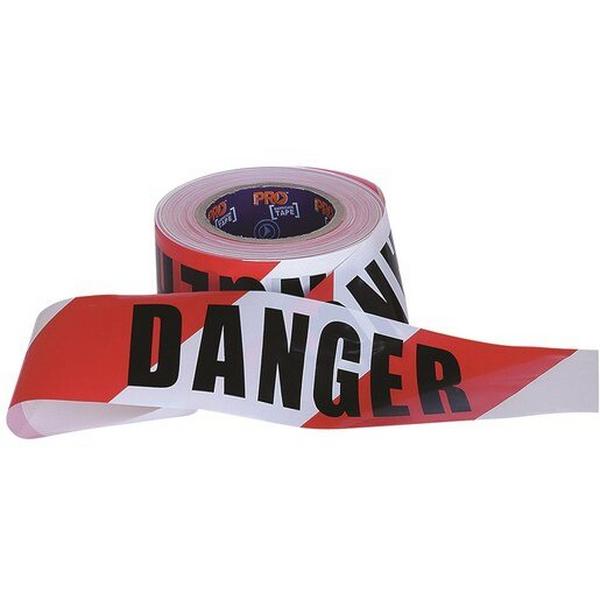 Barricade Tape Danger Red/White Diagonal Stripe 75mm X 100M, Ideal Electrical Catalogue Safety Site Safety Warning Tape - Construction Supplies Australia