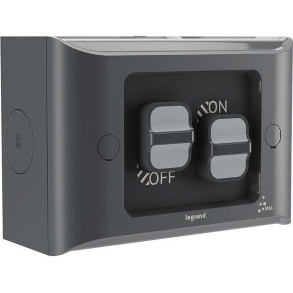 Aqua Life 2 Gang Switch 16A IP66 Surface Mount Cement Grey, Ideal Electrical Catalogue Switches Plugs Sockets Switches Light Switch - Construction Supplies Australia