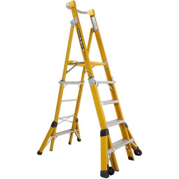 Platform Ladder Fibreglass-Adjustable 1.5-2.4M 150Kg Industrial, Ideal Electrical Catalogue Tools Instrumentation Ladder Scaffold Accessories Spare Parts For Ladder Scaffold - Construction Supplies Australia