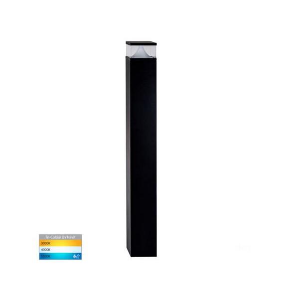 Bollard LED 12W Tri Colour 240V 1000mm Square Black Divad, Ideal Electrical Catalogue Light Fittings Bollard Luminaire Bollard - Construction Supplies Australia