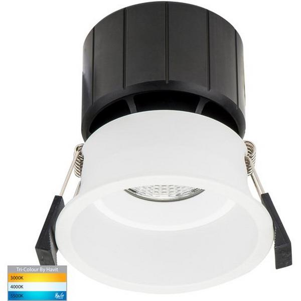 DOWNLIGHT LED 12W TRI COLOUR 980LM IP54 DIM 76MM FIX WHITE PRIME, Ideal Electrical Catalogue Light Fittings Downlight Downlight Spot Floodlight - Construction Supplies Australia