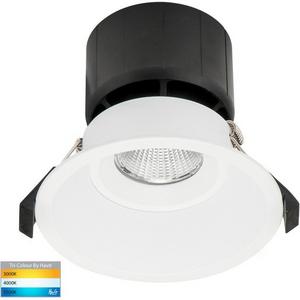 DOWNLIGHT LED 12W TRI COLOUR 980LM IP54 DIM 90MM FIX WHITE PRIME
