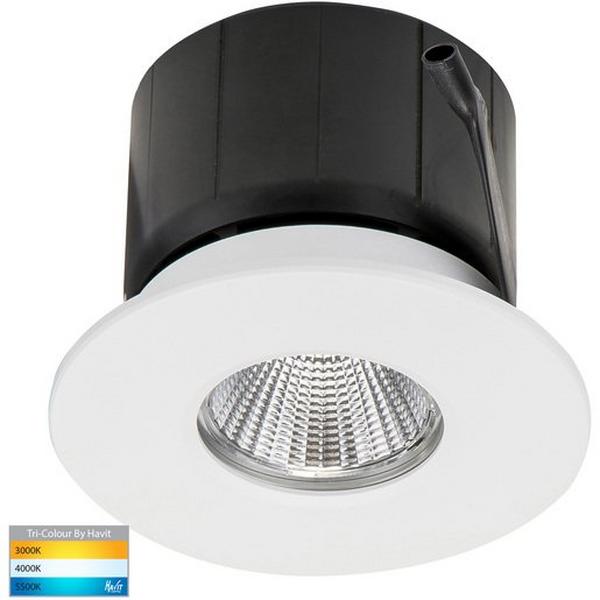 DOWNLIGHT LED 12W TRI COLOUR 980LM IP54 DIM 70MM FIX WHITE PRIME, Ideal Electrical Catalogue Light Fittings Downlight Downlight Spot Floodlight - Construction Supplies Australia