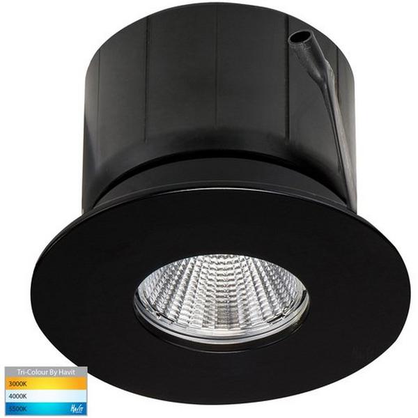Downlight LED 12W Tri Colour 980Lm IP54 Dim 70mm Fix Black Prime, Ideal Electrical Catalogue Light Fittings Downlight Downlight Spot Floodlight - Construction Supplies Australia