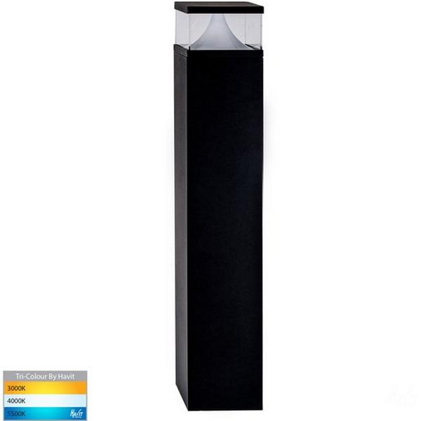 Bollard LED 12W Tri Colour 240V 600mm Square Black Divad, Ideal Electrical Catalogue Light Fittings Bollard Luminaire Bollard - Construction Supplies Australia