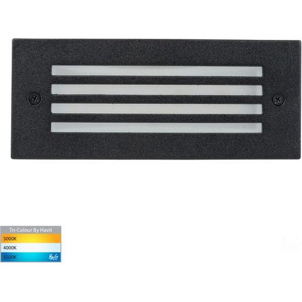 Bricklight LED 3W Tri Colour 12V DC Black Grill Rec Bata, Ideal Electrical Catalogue Light Fittings Ceiling Wall Lighting Ceiling Wall Luminaire - Construction Supplies Australia
