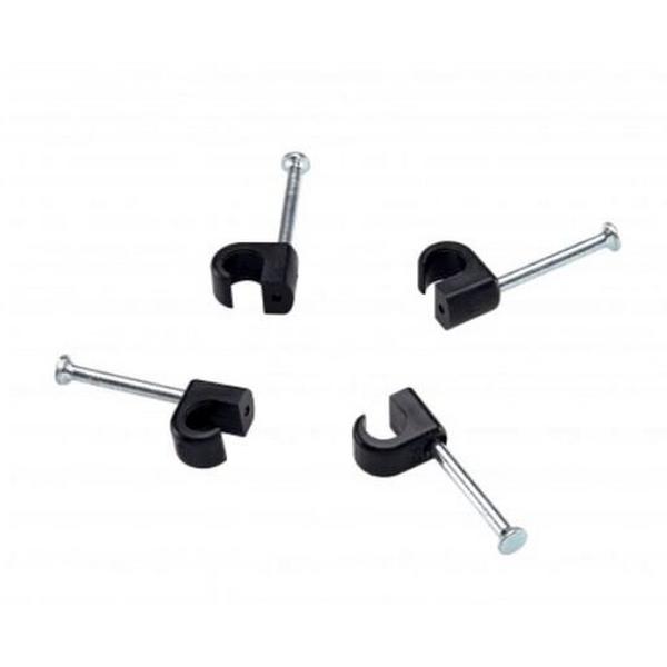 Cable Clip Round 4-7mm Cable Black (X100), Ideal Electrical Catalogue Wiring Accessories Cable Clip Cable Clip - Construction Supplies Australia