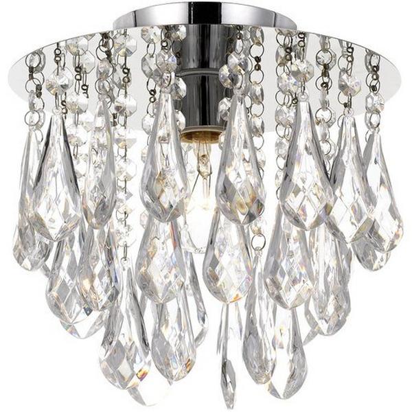 Batten Fix 60Wmax H200Xd250mm Chrm/Clear Acrylic Beads Lara, Ideal Electrical Catalogue Light Fittings Ceiling Wall Lighting Lamp Shade Batten Fix - Construction Supplies Australia