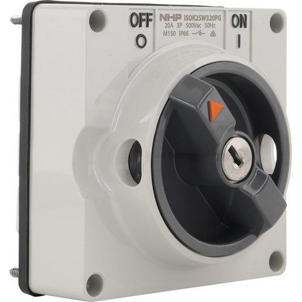 Key Switch Lock On/Off 3 Pole 20A 500V AC Grey Less Back Box, Ideal Electrical Catalogue Industrial Switch Isolator - Construction Supplies Australia