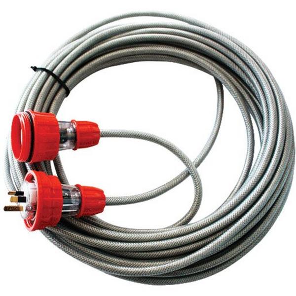 SINGLE PHASE EARTH SCREENED 2.5MM 15 METER LEAD FITTED WITH IP66 3 FLAT PIN 15A PLUG AND S, Ideal Electrical Catalogue Electrical Appliances Power Leads Power Cord - Construction Supplies Australia