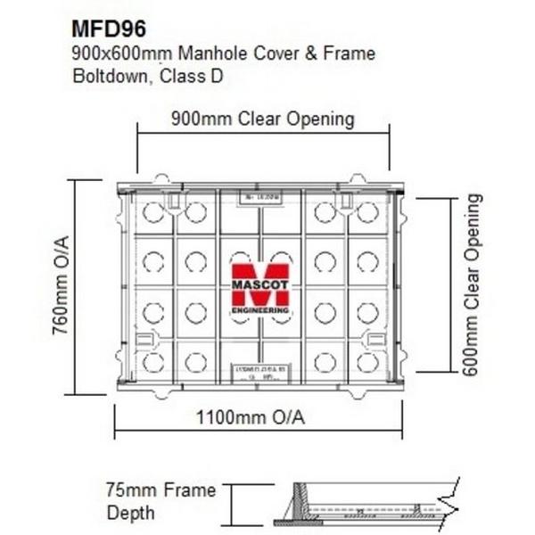 CONCRETE INFILL COVER 600X900 AND FRAME CLASS D SUIT CJP460/475 PIT, Ideal Electrical Catalogue Power Distribution Earth Inspection Pits Pit Hole Cover - Construction Supplies Australia