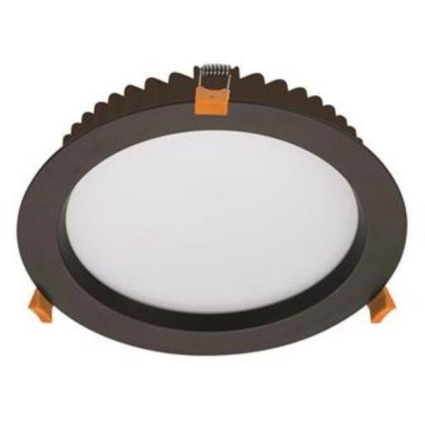 Downlight LED 28W Tri Colour 2300Lm IP44 Dim 200-210mm Black Deco, Ideal Electrical Catalogue Light Fittings Downlight Downlight Spot Floodlight - Construction Supplies Australia