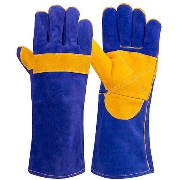 Gloves Welding Heavy Duty Blue/Gold Kevlar Stitch, Ideal Electrical Catalogue Safety Personal Protection Protective Glove - Construction Supplies Australia
