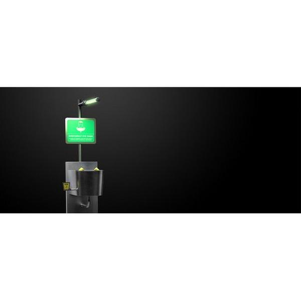Eye Wash Station LED 11W Green Mains Powered, Ideal Electrical Catalogue Safety Personal Protection Eye Wash Bottle - Construction Supplies Australia