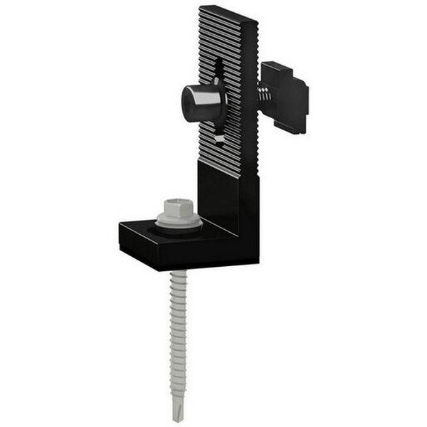Solar Roof Tin Interface Black Anodized, Ideal Electrical Catalogue Energy Management Solar Mounting Systems Solar Roof Mounting Components - Construction Supplies Australia