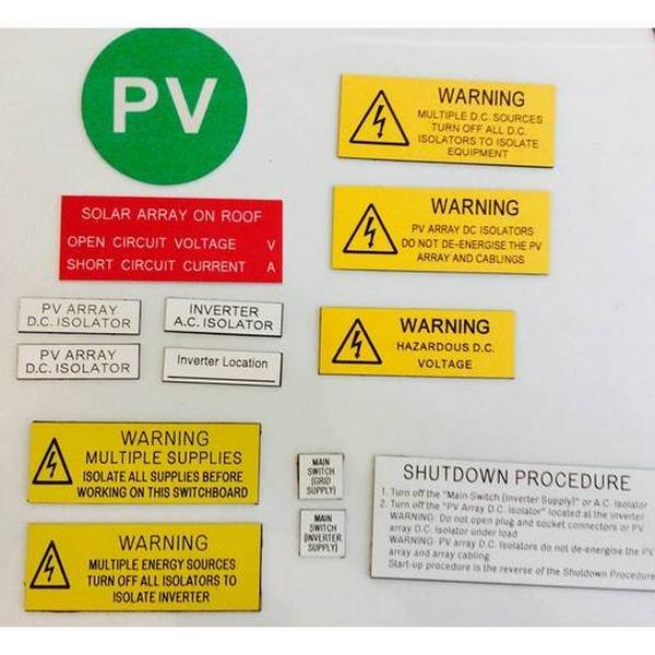 Basic Label Kit For Pv Solar Pv Label Kit Basic, Ideal Electrical Catalogue Energy Management Solar Balance Of System Solar Balance Of System - Construction Supplies Australia