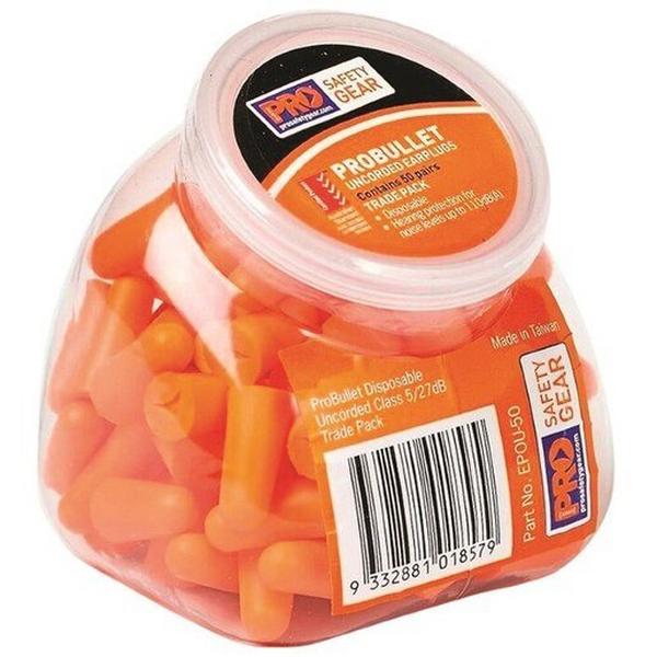 Probullet Disposable Uncorded Earplugs (50 Pairs Per Pack) Class 5 - 27Db, Ideal Electrical Catalogue Safety Personal Protection Earplug - Construction Supplies Australia