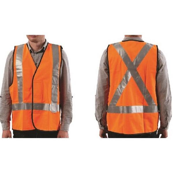 Safety Vest Orange Day/Night - X-Back - L, Ideal Electrical Catalogue Safety Workwear Safety Vests - Construction Supplies Australia