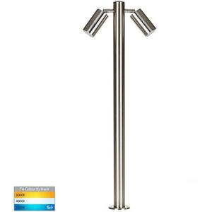 BOLLARD LED GU10 2X5W TRI COLOUR 240V ADJ 316 SS TIVAH