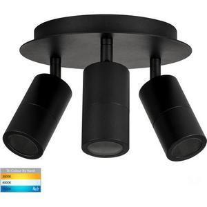 SPOTLIGHT PLATE ROUND LED GU10 3X5W 240V TRI COLOUR BLACK TIVAH