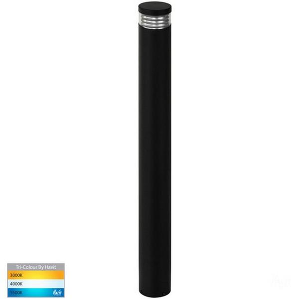 Bollard LED MR16 5W Tri Colour 12VDC 900mm Black Maxi 900, Ideal Electrical Catalogue Light Fittings Bollard Luminaire Bollard - Construction Supplies Australia