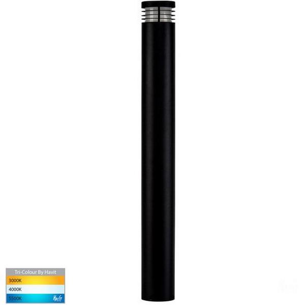 Bollard LED MR16 5W Tri Colour 12VDC 900mm Black Maxi 900, Ideal Electrical Catalogue Light Fittings Bollard Luminaire Bollard - Construction Supplies Australia