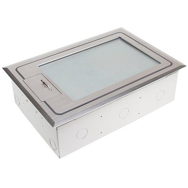 FLOOR BOX (PROTECTOR SERIES) STAINLESS STEEL RECESSED LID. SUITS 6 X STANDARD SIZE PLATES, Ideal Electrical Catalogue Cable Management Floor System Service Box For Subfloor Installation - Construction Supplies Australia