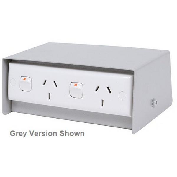 Above Floor Box Surface Mount Stainless Steel Double GPO +Data Plate, Ideal Electrical Catalogue Cable Management Floor System Outlet Box For Subfloor Installation - Construction Supplies Australia
