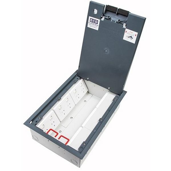 Floor Box (Commander Series) Plastic Lid Suits 6 X Standard Size Plates, Ideal Electrical Catalogue Cable Management Floor System Service Box For Subfloor Installation - Construction Supplies Australia