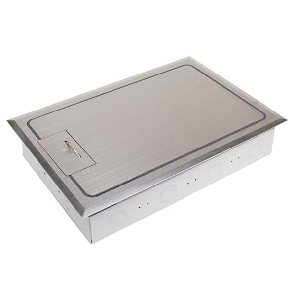 Floor Box (Protector Series) S/Steel Flush Lid (Shallow) With 8X Auto GPO's And 8X Data Mo, Ideal Electrical Catalogue Cable Management Floor System Service Box For Subfloor Installation - Construction Supplies Australia